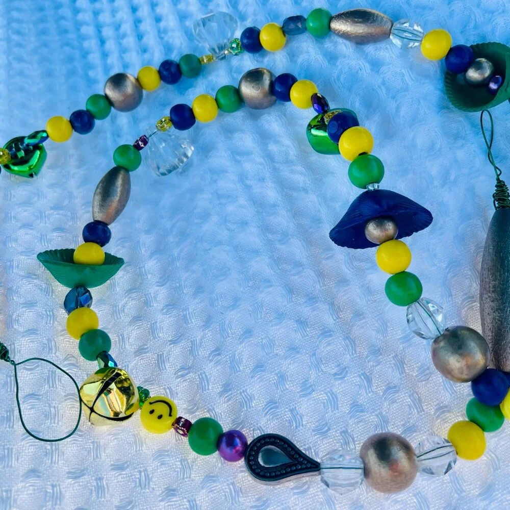Hand Painted Beaded Mardi Gras Garland #3733